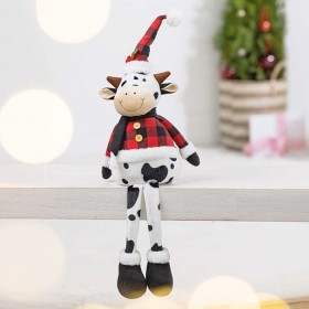 Christmas-Wishes-Long-Leg-Sitting-Cow-with-Jacket-75cm on sale