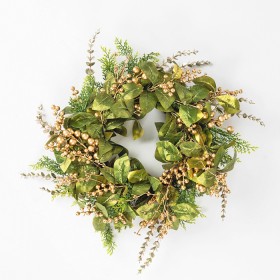 Christmas+Wishes+Green+%26amp%3B+Gold+Christmas+Wreath+55cm