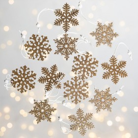 Christmas-Wishes-Wooden-Snowflakes-Hanging-Tree-Decoration-Set-of-12 on sale