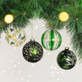 Christmas+Wishes+Elegant+Green+Bauble+Set+of+4