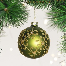 Christmas+Wishes+Green+%26amp%3B+Gold+Flower+Bauble