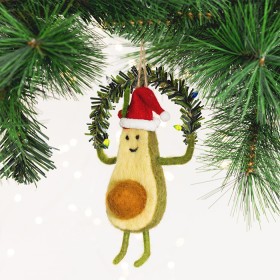 Christmas+Wishes+Avocado+Felt+Hanging+Tree+Decoration