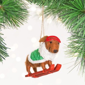 Christmas-Wishes-Dog-On-Skis-Felt-Hanging-Decoration on sale