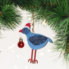 Christmas+Wishes+Pukeko+with+Red+Bauble+Hanging+Tree+Decoration