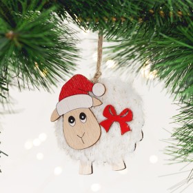 Christmas+Wishes+Fluffy+Sheep+with+Bow+Hanging+Tree+Decoration