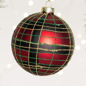 Christmas-Wishes-Large-Red-Tartan-Bauble on sale