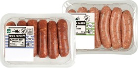 Woolworths-Fresh-Chicken-Garlic-Herb-Lamb-Herb-Garlic-or-Spicy-Chorizo-Pork-Beef-Sausages-6-Pack on sale