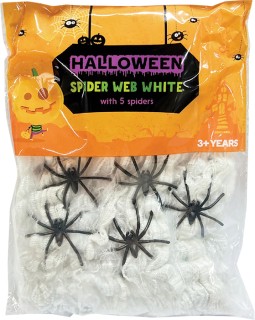 Halloween+Spider+Web+Decoration+White+with+Spiders