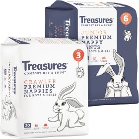 Treasures+Convenience+Nappies+14-24+Pack+or+Nappy+Pants+14-18+Pack