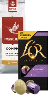 L%26rsquo%3BOr+Espresso+Capsules+10+Pack+or+Hummingbird+Coffee+200g