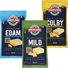 Mainland+Mild%2C+Colby%2C+Edam+700g+or+Tasty+500g+Cheese+Block