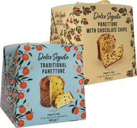 Dolce+Segreto+Panettone+Classico+900g%2C+Panettone+Choc+Chip+750g+or+Pandoro+1kg