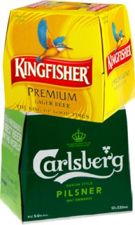 Carlsberg+Pilsner+or+Kingfisher+12+x+330ml+Bottles