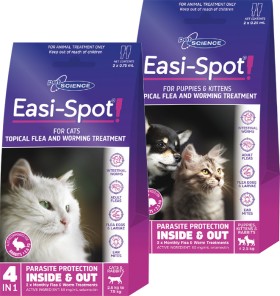 Pet+Science+Easi-Spot+Cat%2C+Puppy+%26amp%3B+Kitten+Flea+%26amp%3B+Wormer+2+Pack