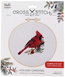 NEW+Needle+Creations+Christmas+Cross+Stitch+Kit+-+Holiday+Cardinal+Bird