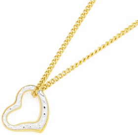 9ct+Two+Tone+Small+Floating+Heart+Pendant