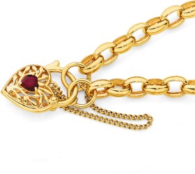 9ct-19cm-Created-Ruby-Belcher-Padlock-Bracelet on sale