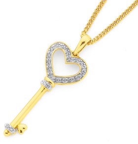 9ct%2C+Diamond+Heart+Key+Pendant