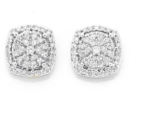 9ct%2C+Diamond+Cushion+Shape+Stud+Earrings