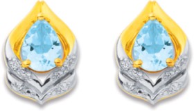 9ct-Aquamarine-Diamond-Studs on sale