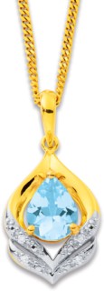 9ct-Aquamarine-Diamond-Pendant on sale