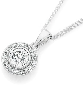 9ct-White-Gold-Diamond-Halo-Pendant on sale