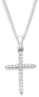 9ct-White-Gold-Diamond-Cross-Pendant on sale