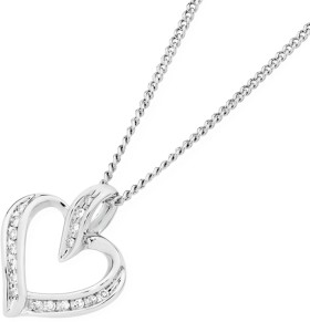 9ct+White+Gold+Diamond+Open+Heart+Pendant