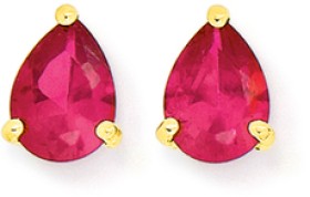 9ct+Created+Ruby+Pear+Stud+Earrings