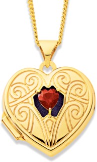 9ct-Garnet-Heart-Locket on sale