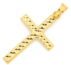 9ct+25mm+Diamond-Cut+Cross+Pendant