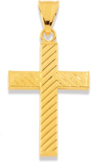 9ct-Hollow-Striped-Cross-Pendant on sale