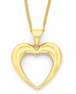 9ct+Open+Heart+Puff+Pendant