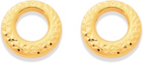 9ct-Diamond-Cut-Open-Circle-Stud-Earrings on sale