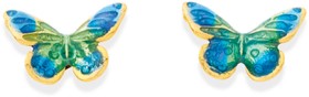 9ct+Blue+Enamel+Butterfly+Studs