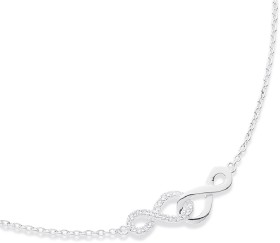 Sterling+Silver+Cubic+Zirconia+Interlock+Infinity+Necklet