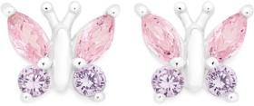 Sterling+Silver+Pink+and+Purple+Cubic+Zirconia+Butterfly+Kids+Studs