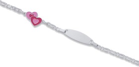 Sterling+Silver+Pink+Enamel+Heart+ID+Kids+Bracelet