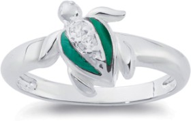 Sterling+Silver+Malachite+%26amp%3B+Cubic+Zirconia+Turtle+Ring