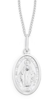 Sterling+Silver+20mm+Miraculous+Medal+Pendant