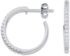 Sterling+Silver+Cubic+Zirconia+Hoops