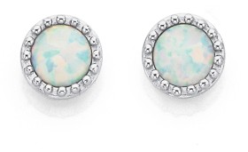 Sterling+Silver+Created+Opal+%26amp%3B+Cubic+Zirconia+Studs