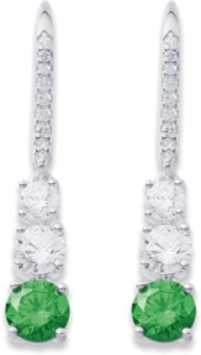 Sterling+Silver+Green+%26amp%3B+White+Cubic+Zirconia+Earrings