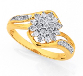 9ct-Mirror-Set-Diamond-Cluster-Ring on sale