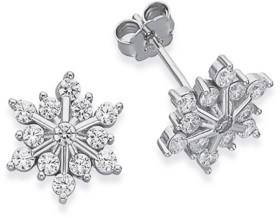 Sterling+Silver+Cubic+Zirconia+Snowflake+Earrings