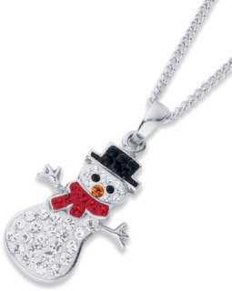 Sterling+Silver+Crystal+Snowman+Pendant