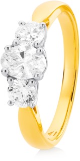 14ct-Element-Lab-Diamond-3-Stone-Ring-Set on sale