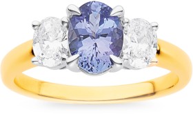 10ct+Element+Lab+Grown+Diamond+with+Tanzanite+Centre+Ring