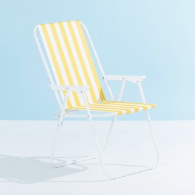 Wainui+Beach+Chair+-+Yellow+%26amp%3B+White+Stripe