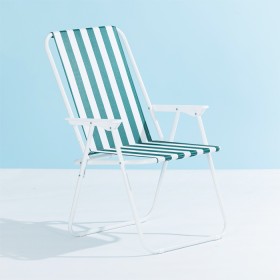 Wainui-Beach-Chair-Green-White-Stripe on sale